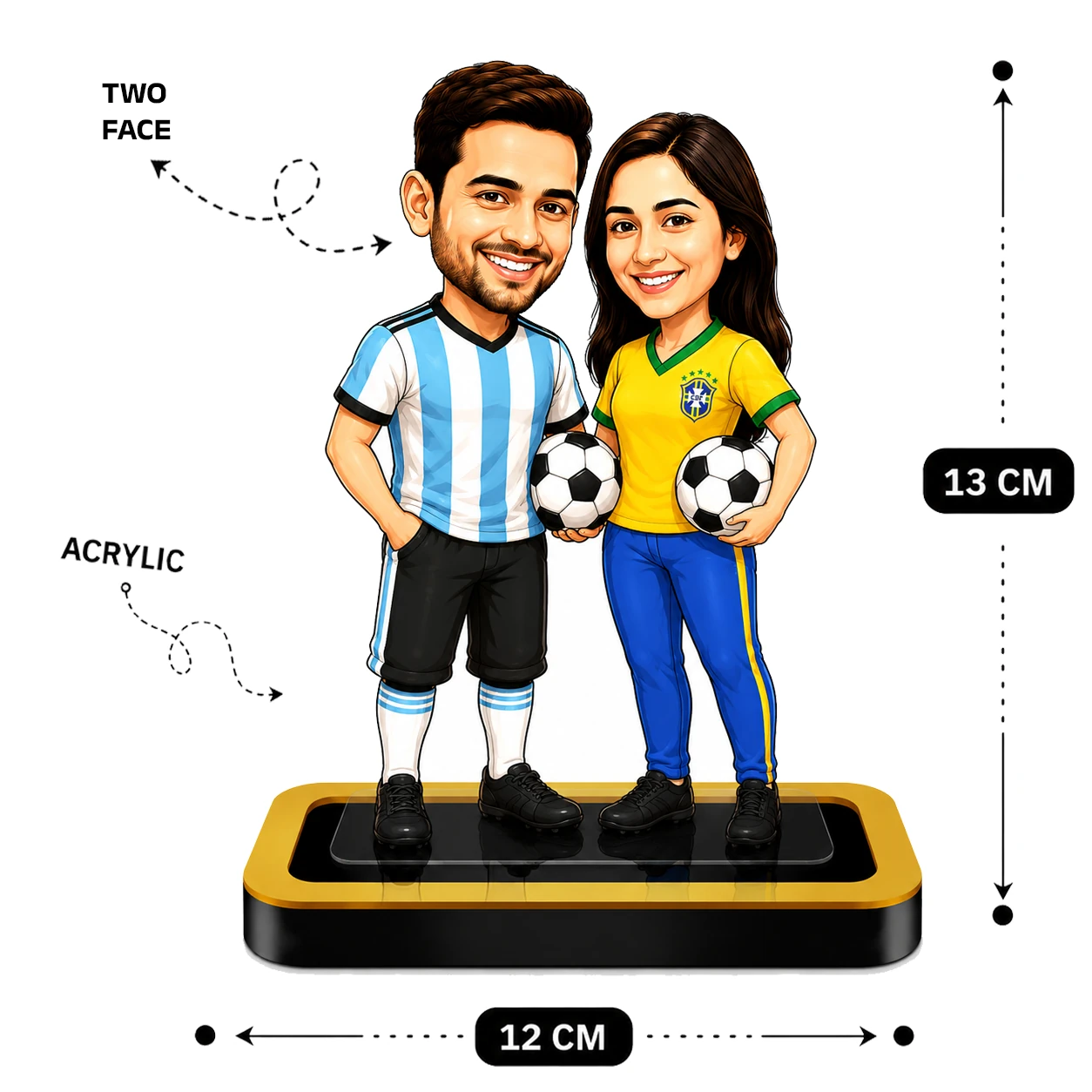Personalized Football Caricature – Custom Football Couple Acrylic Gift - Image 3