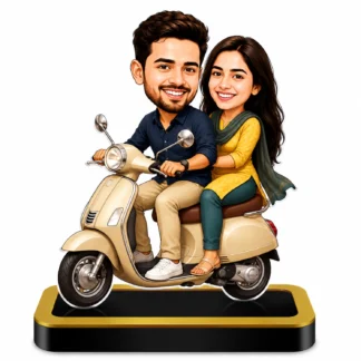 Personalized Romantic Scooter Ride Couple Caricature – Custom Acrylic Gift