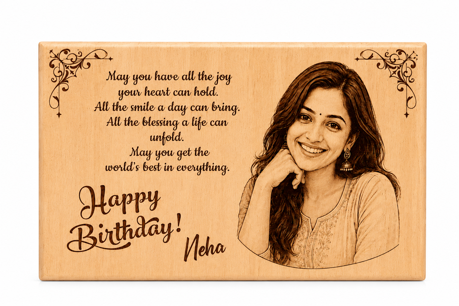 Personalized Wooden Photo Plaque with Laser-Engraved Image and Message - Image 2