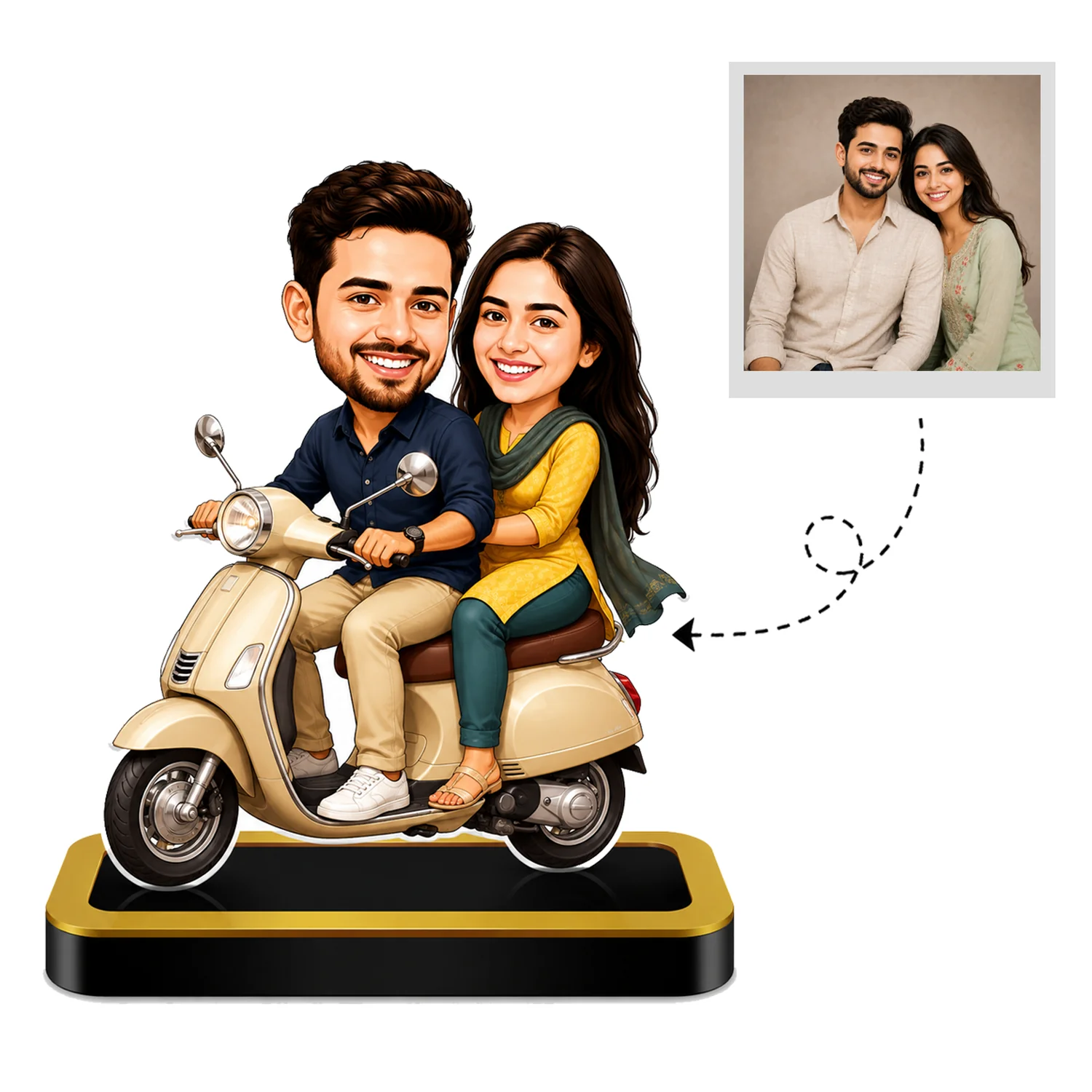 Personalized Romantic Scooter Ride Couple Caricature – Custom Acrylic Gift - Image 2