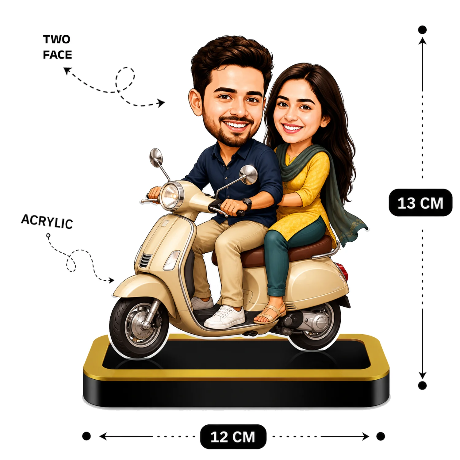 Personalized Romantic Scooter Ride Couple Caricature – Custom Acrylic Gift - Image 3