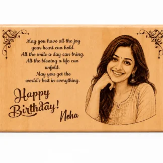Personalized Wooden Photo Plaque with Laser-Engraved Image and Message