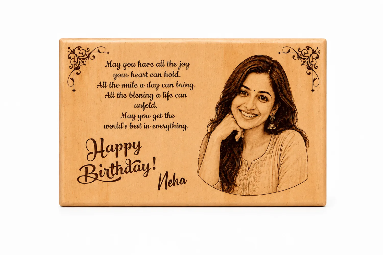 Personalized Wooden Photo Plaque with Laser-Engraved Image and Message