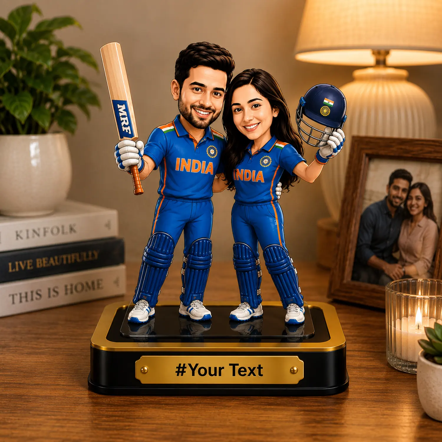 Personalized Cricket Couple Gift – Cricket-Themed Acrylic Caricature - Image 5