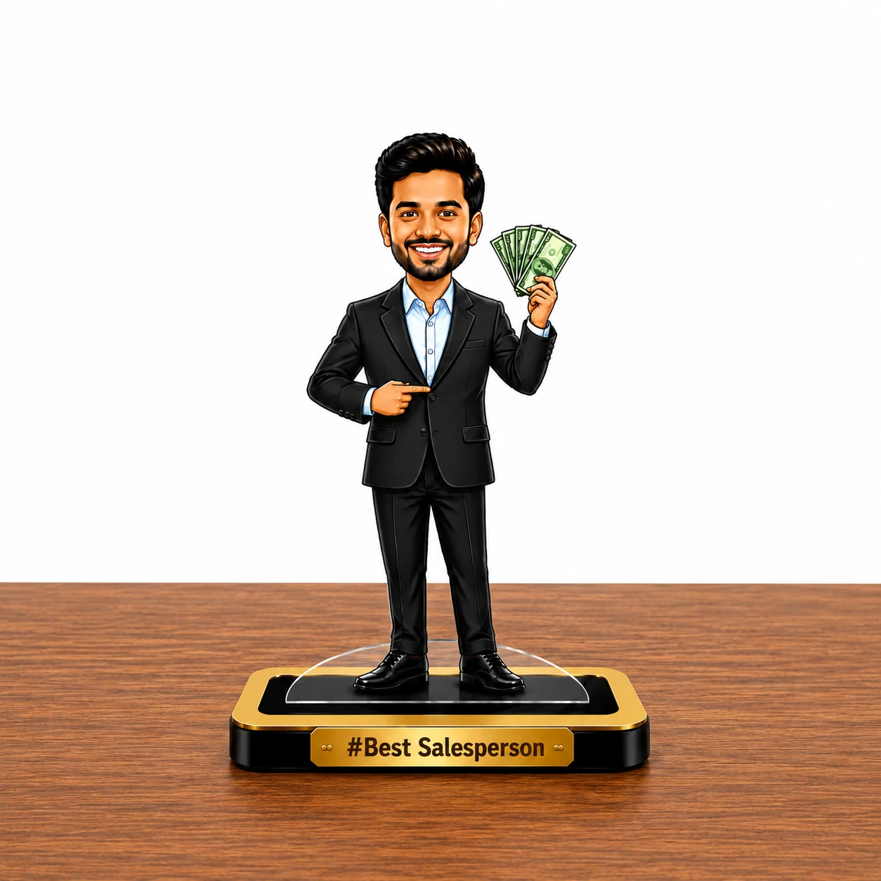 Personalized Male Caricature Award Standee – Employee Achievement