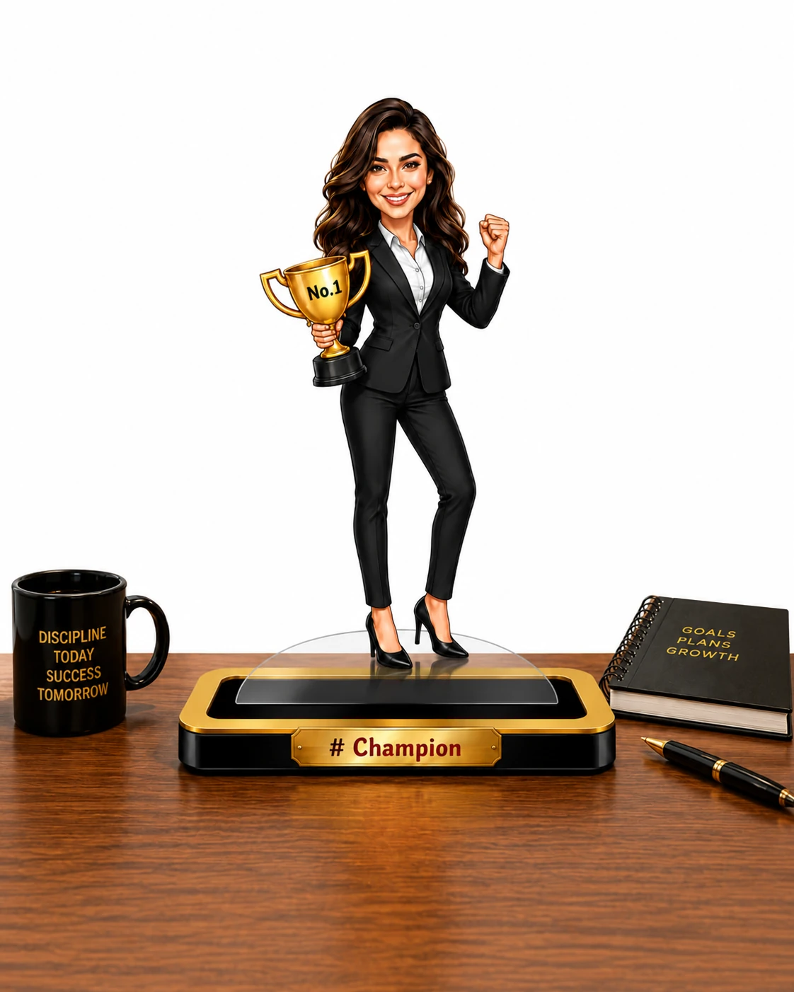 Personalized Female Caricature Award Standee–Recognition & Achievement Gift