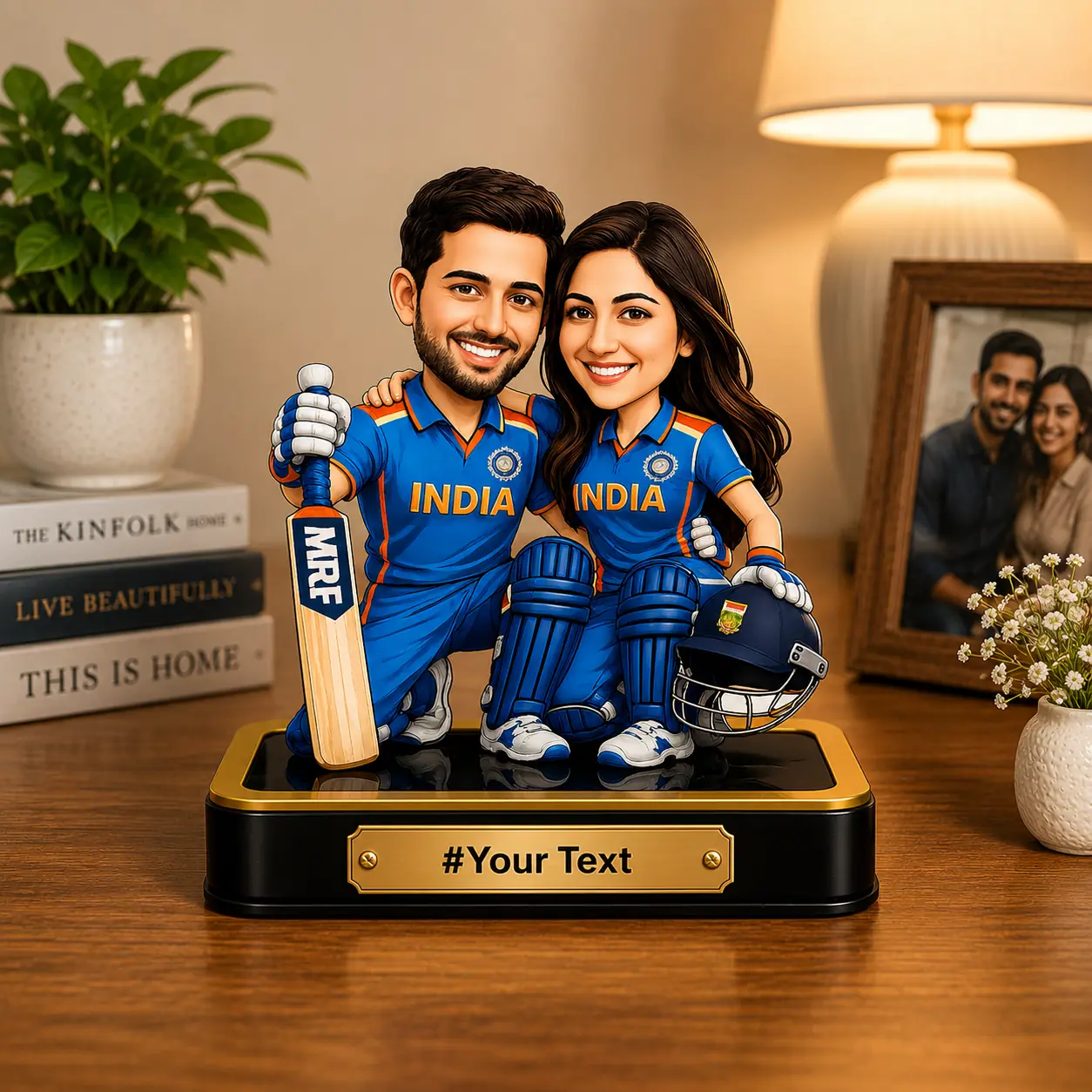 Personalized Cricket Couple Caricature – Cricket-Themed Acrylic Gift - Image 5