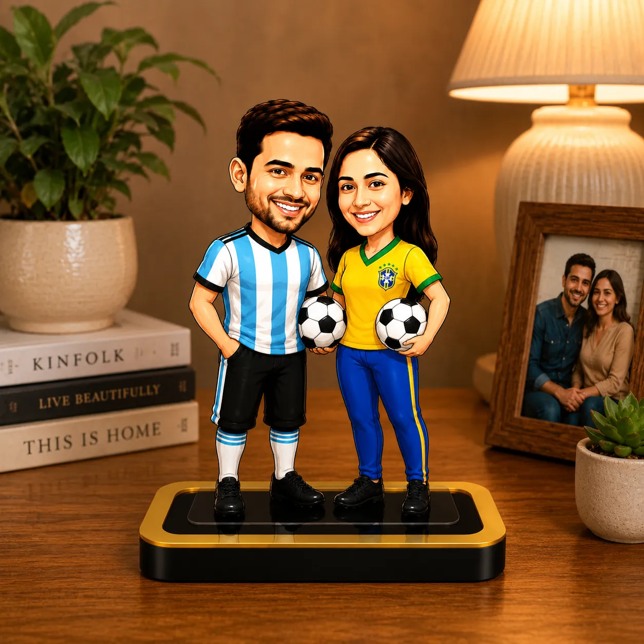 Personalized Football Caricature – Custom Football Couple Acrylic Gift - Image 4