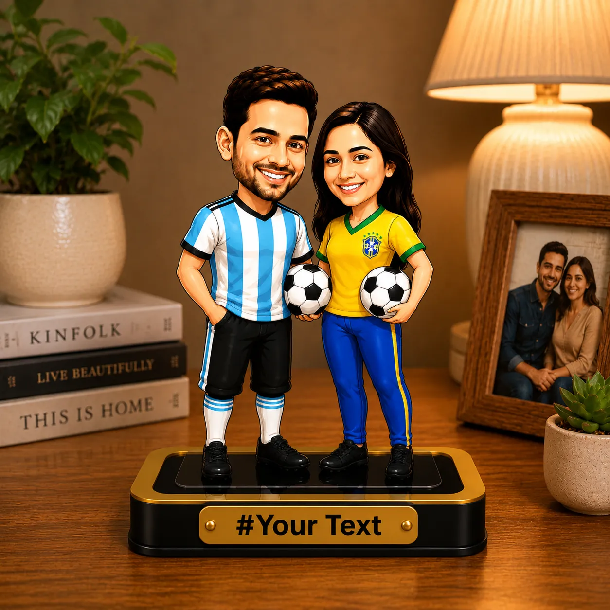 Personalized Football Caricature – Custom Football Couple Acrylic Gift - Image 5