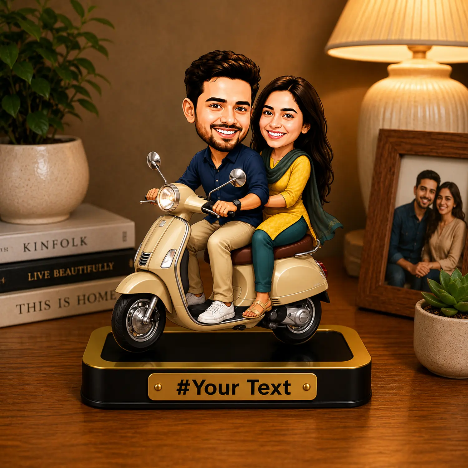 Personalized Romantic Scooter Ride Couple Caricature – Custom Acrylic Gift - Image 5