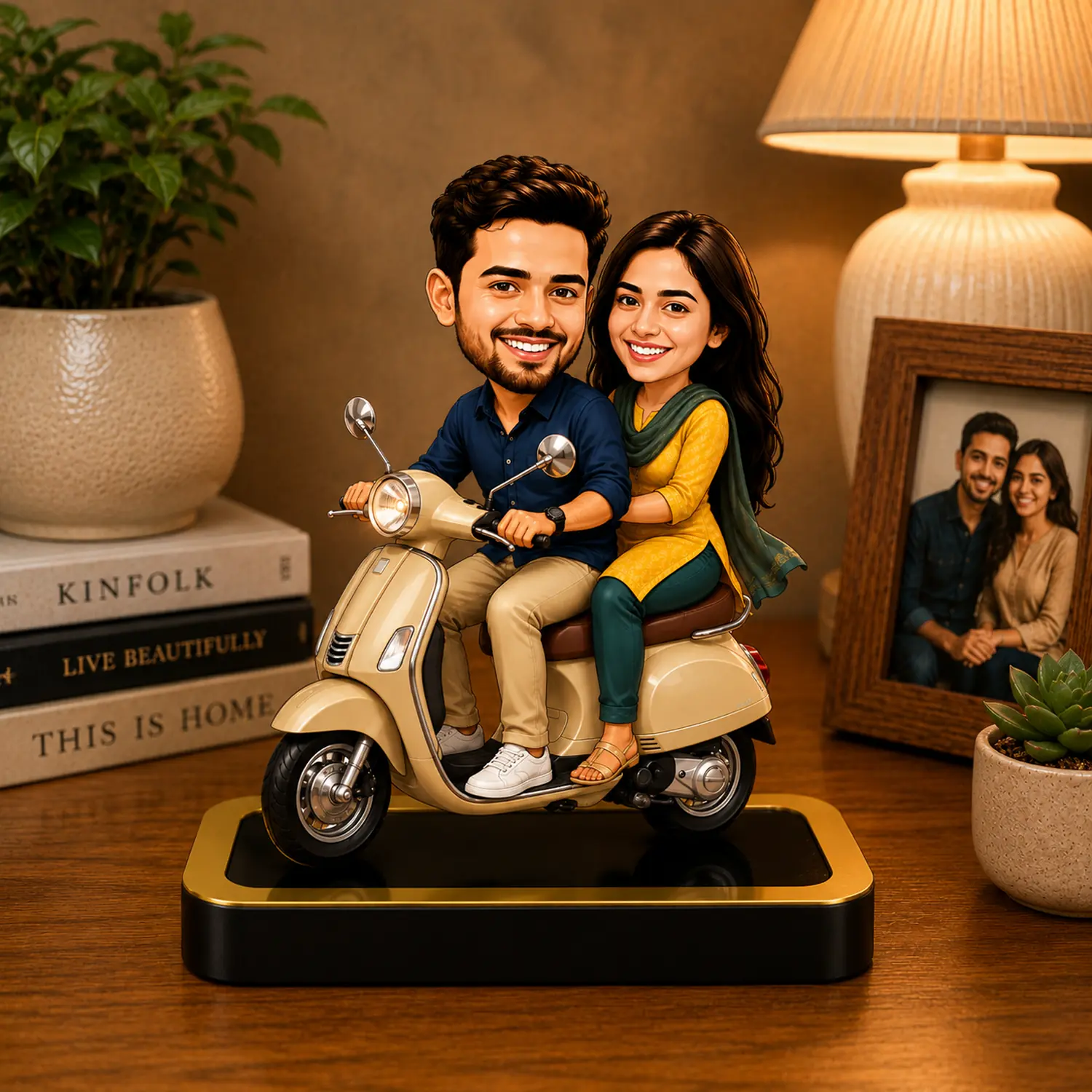 Personalized Romantic Scooter Ride Couple Caricature – Custom Acrylic Gift - Image 4