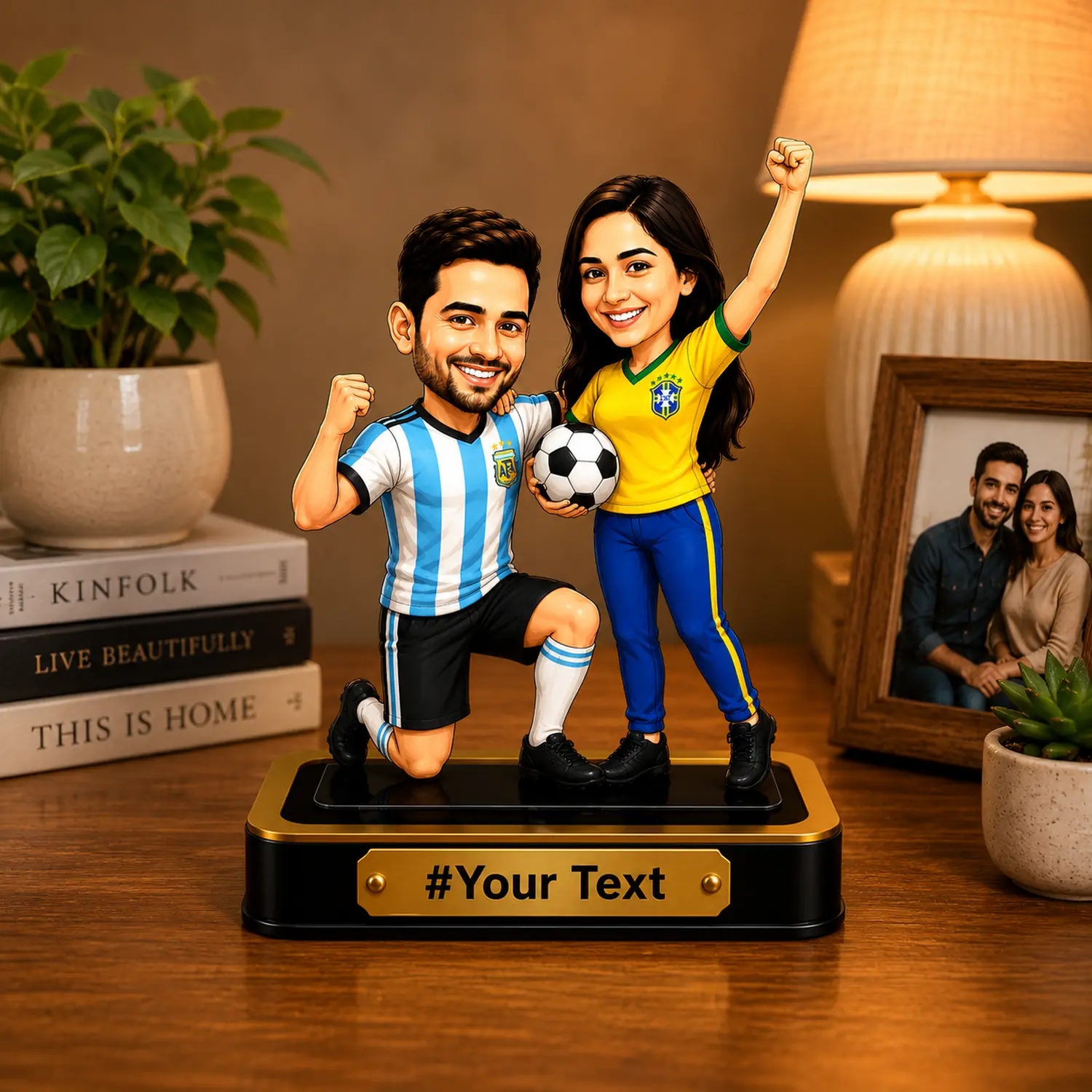 Personalized Football Couple Caricature – Custom Football Fan Acrylic Gift - Image 5