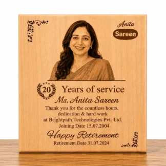 Personalized Wooden Retirement Plaque with Engraved Custom Photo and Text