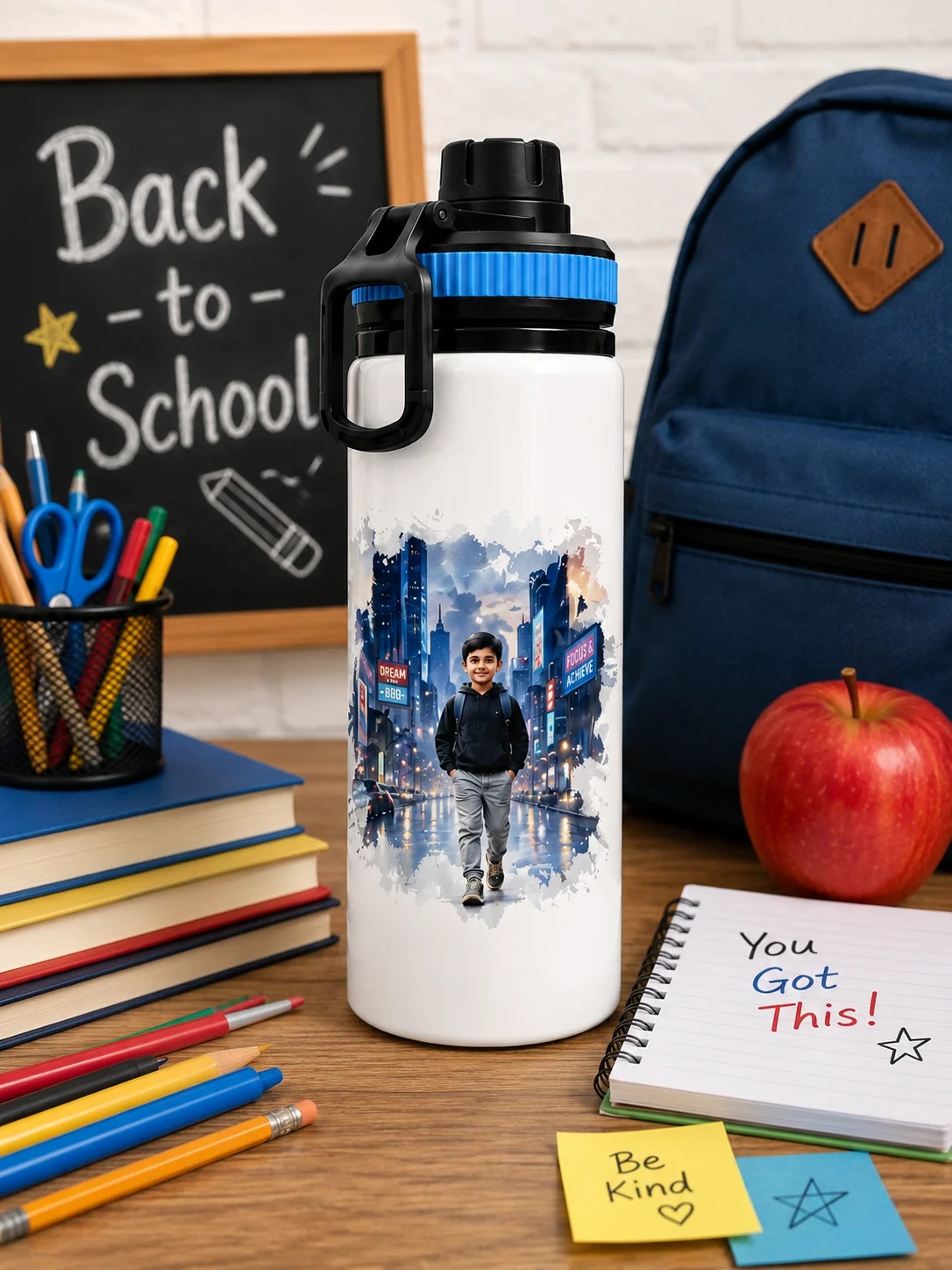 White Sipper Bottle with Custom Photo Print - Image 4