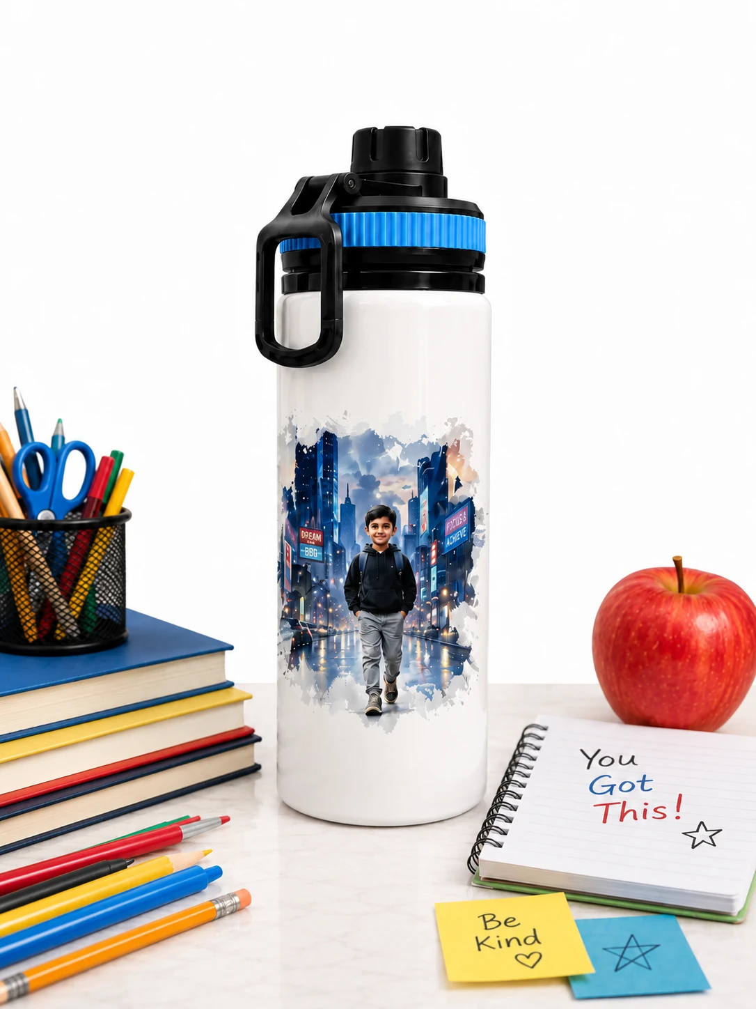 White Sipper Bottle with Custom Photo Print