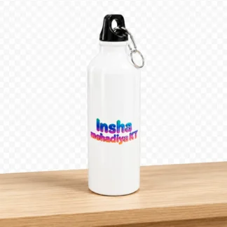 White Aluminum Sipper Water Bottle with Personalized Rainbow-Gradient Name