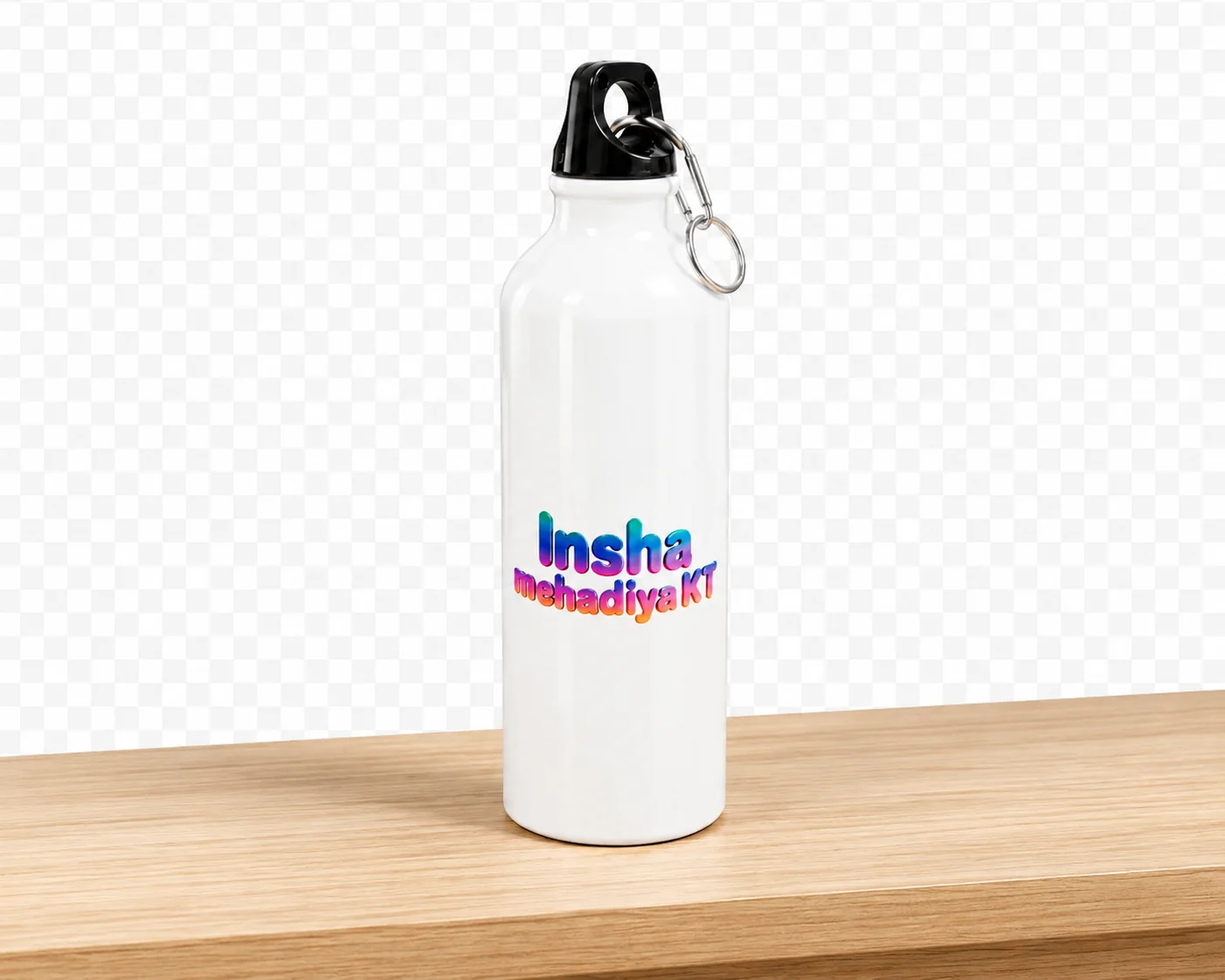 White Aluminum Sipper Water Bottle with Personalized Rainbow-Gradient Name