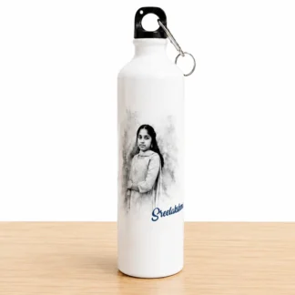 White Aluminum Sipper Bottle with Custom Photo Print & Personalized Name