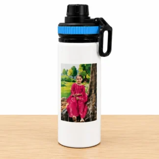 White Aluminum Bottle with Customizable Sublimation Print of a Photo